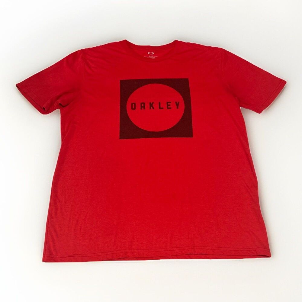 Oakley Men's XL Red Graphic T-Shirt Short Sleeve O-Box Circle Logo Athletic